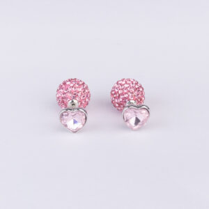 Heart Ball Stone EarStud - Pink